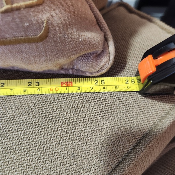 Lauren Ralph Lauren Monogram Lumbar Throw Pillow Tan Linen Blend Accent - Picture 4 of 14